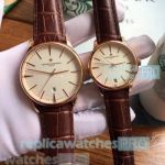 Best Quality Replica Vacheron Constantin Patrimony White Dial Brown Leather Strap Lovers Watch